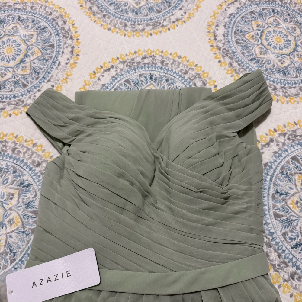 Azazie Green Sweetheart Maxi Gown for Wedding Guest - Picture 3 of 4